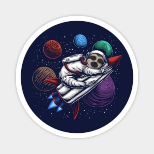 Sloth-stronaut | Funny Sloth Astronaut with Rocket and Planets Magnet